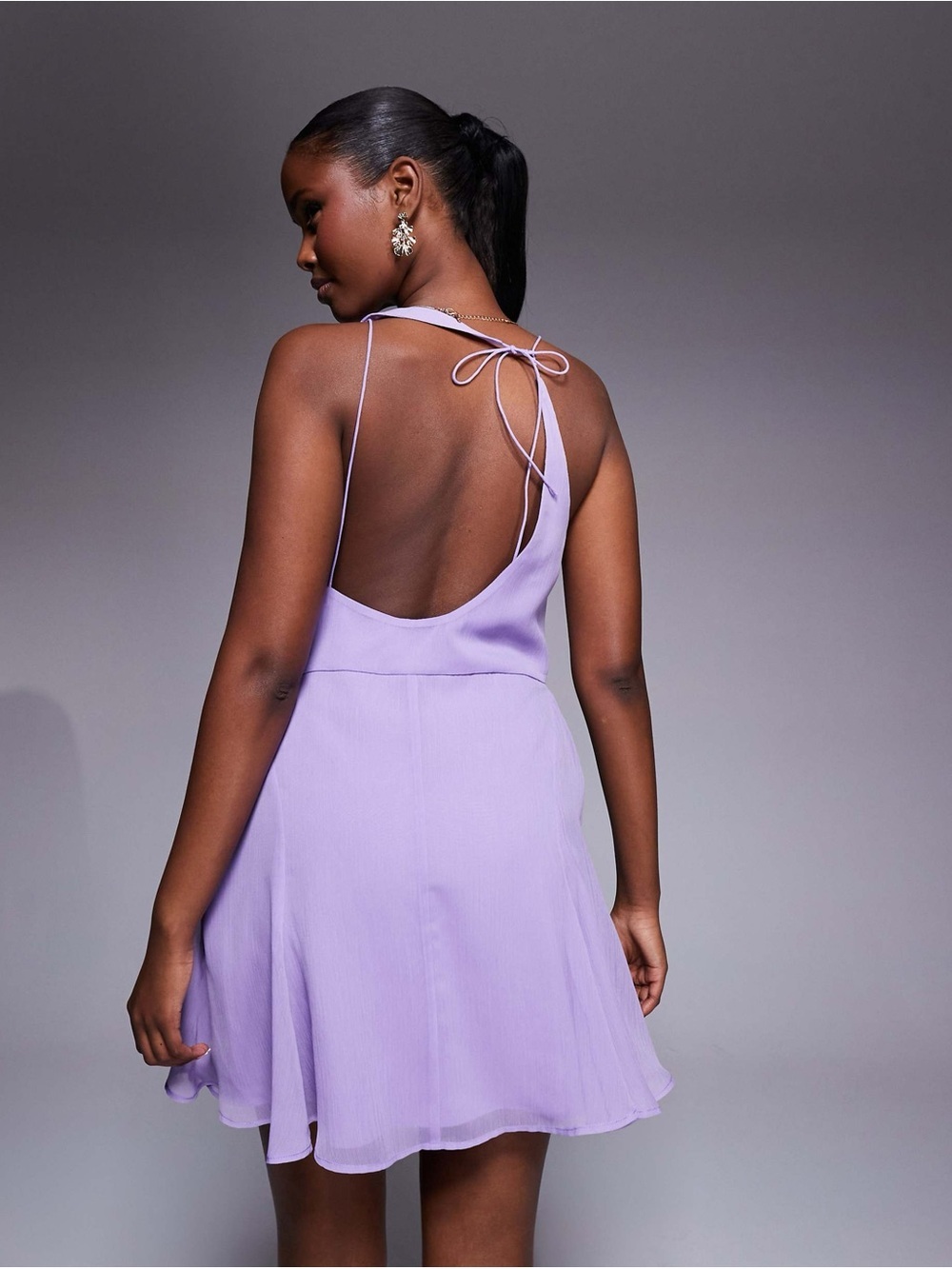 NWT ASOS DESIGN drape front mini dress in lilac size 6 - Picture 4 of 7